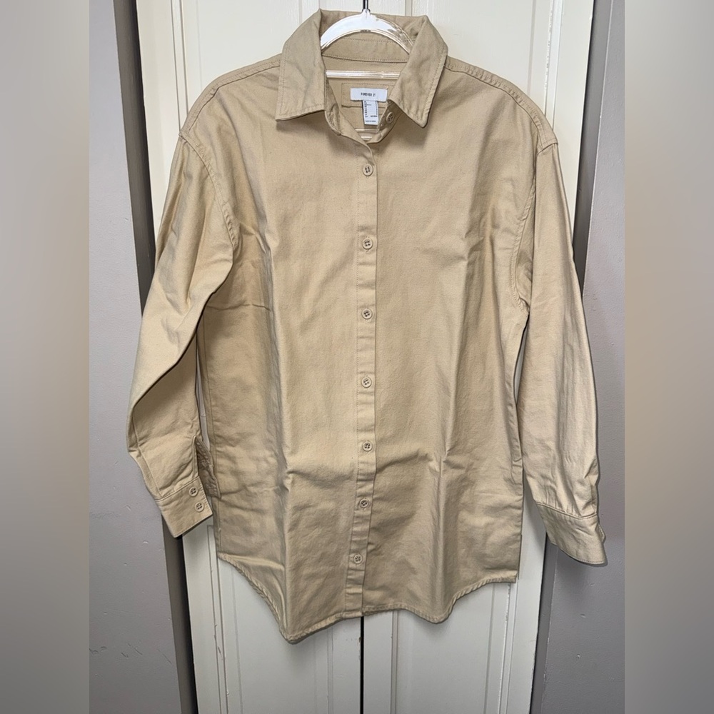 Forever 21 Women’s Tan Casual Button Down Shirt